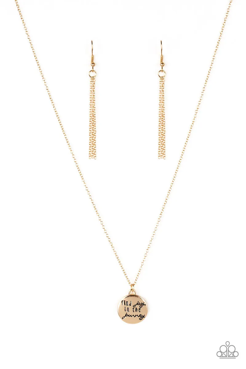 Paparazzi Find Joy - Gold Necklace with an Inspirational & Dainty Pendant