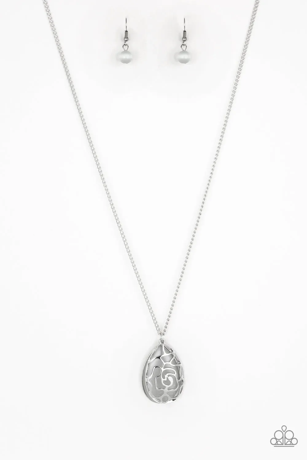 Paparazzi Gleaming Gardens - Silver Long Necklace