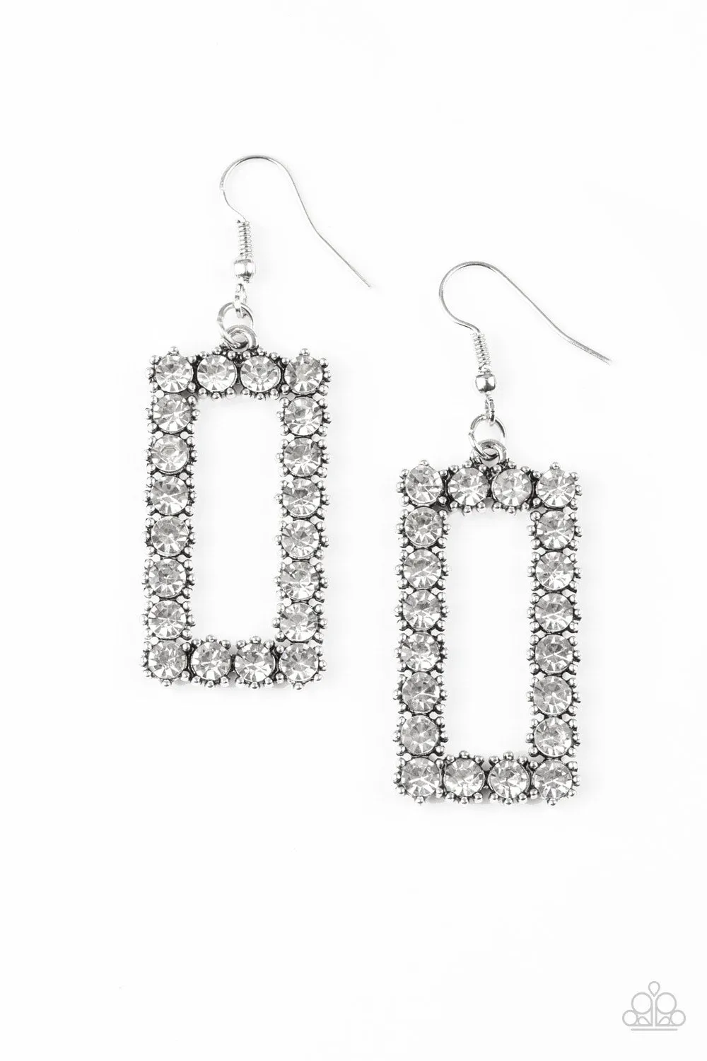 Paparazzi Mirror, Mirror White Earrings