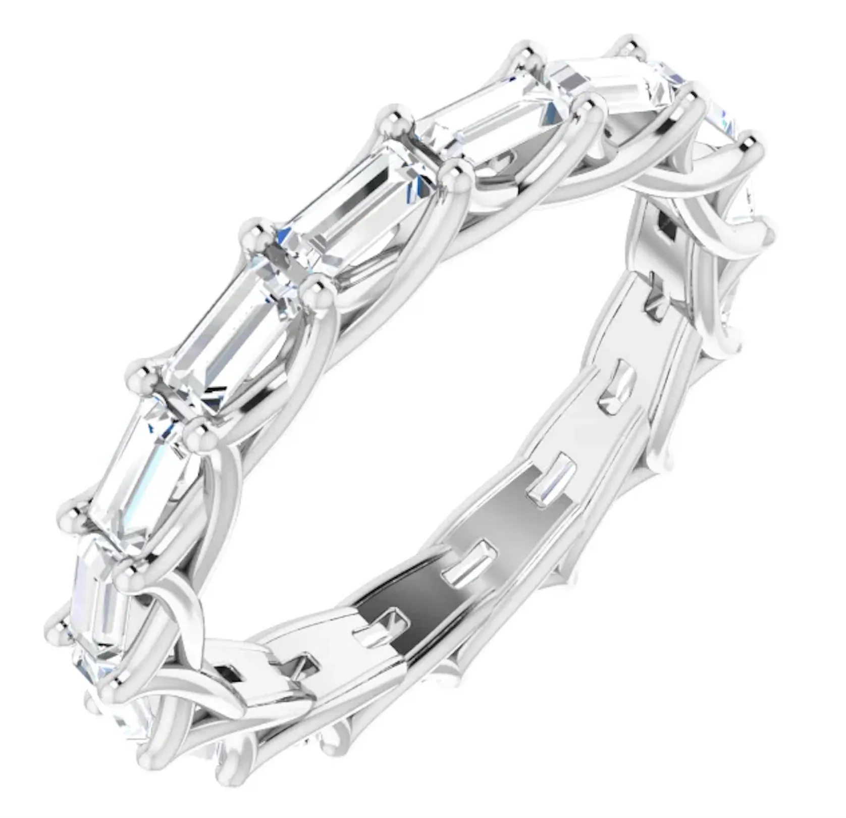 PARIS 2 Carat Baguette-Cut Diamond Eternity Ring in Platinum 15 pointer G Color VS1 Clarity Lucida Prong Band By Mike Nekta NYC