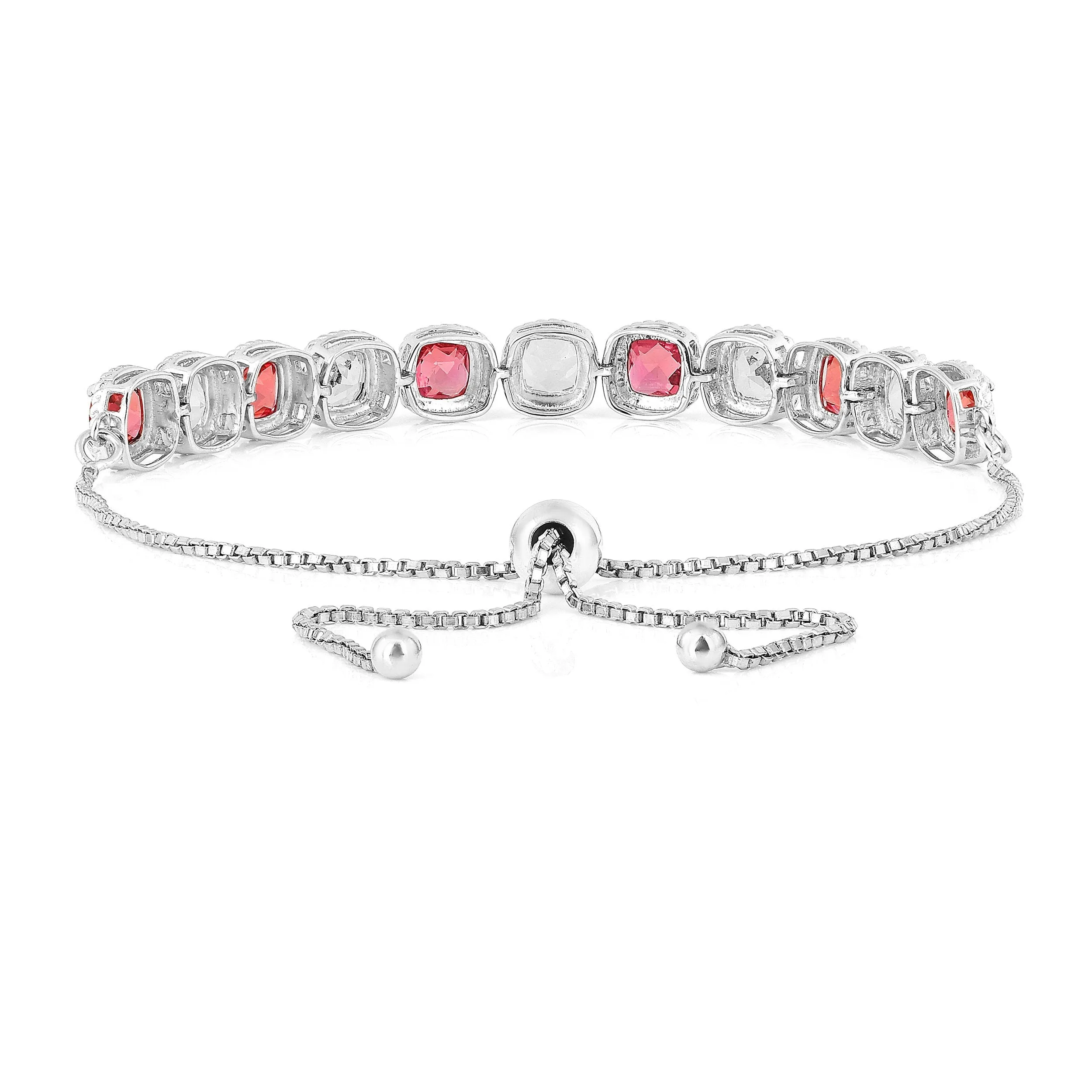 Peach and White Sapphire Tennis Bracelet