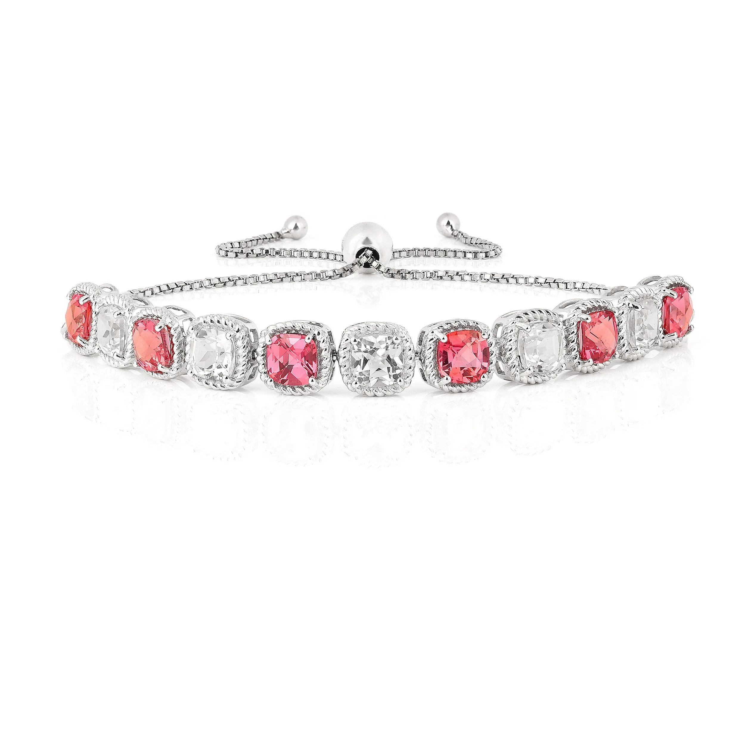 Peach and White Sapphire Tennis Bracelet