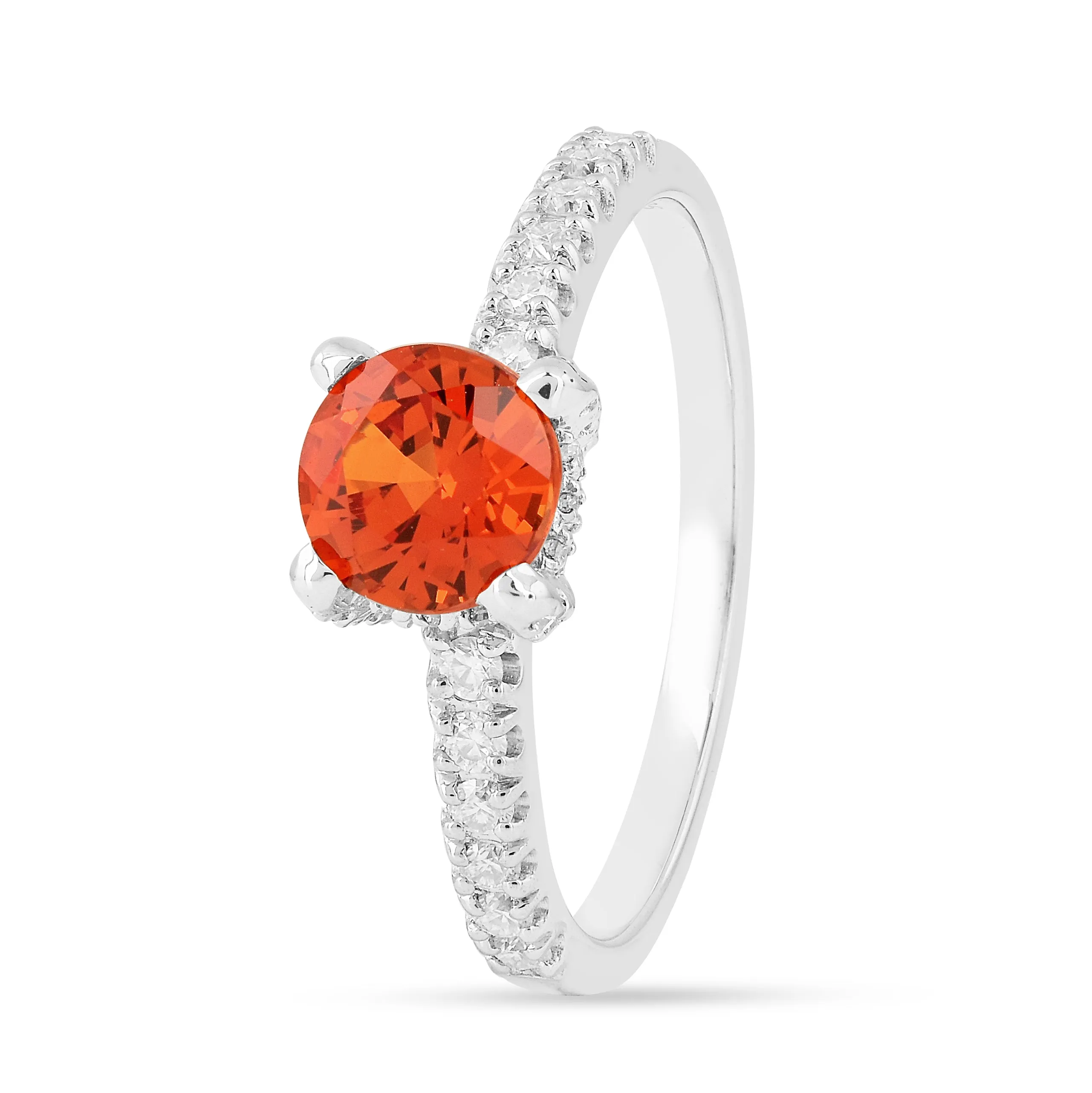 Peach Sapphire Round Solitaire Ring