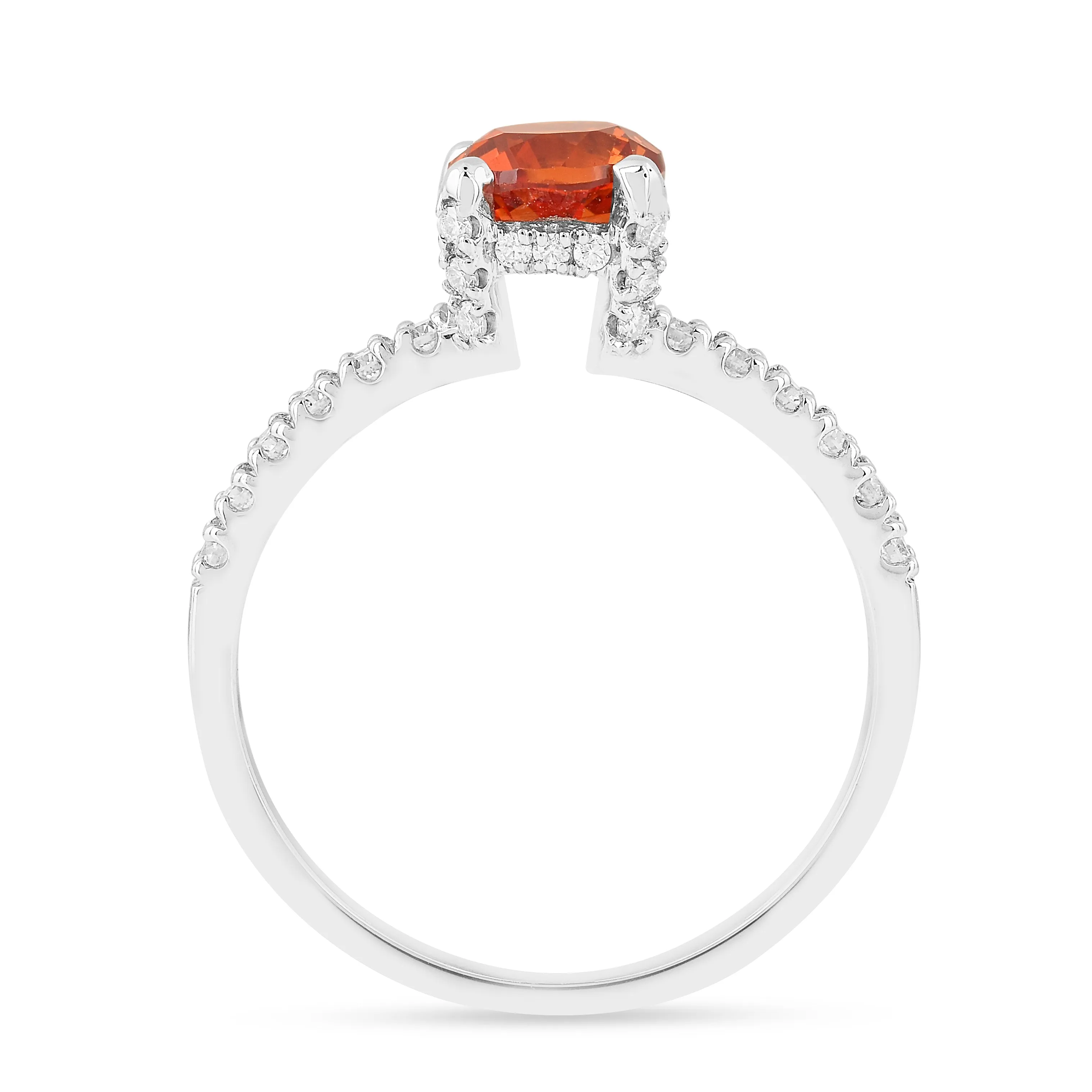 Peach Sapphire Round Solitaire Ring