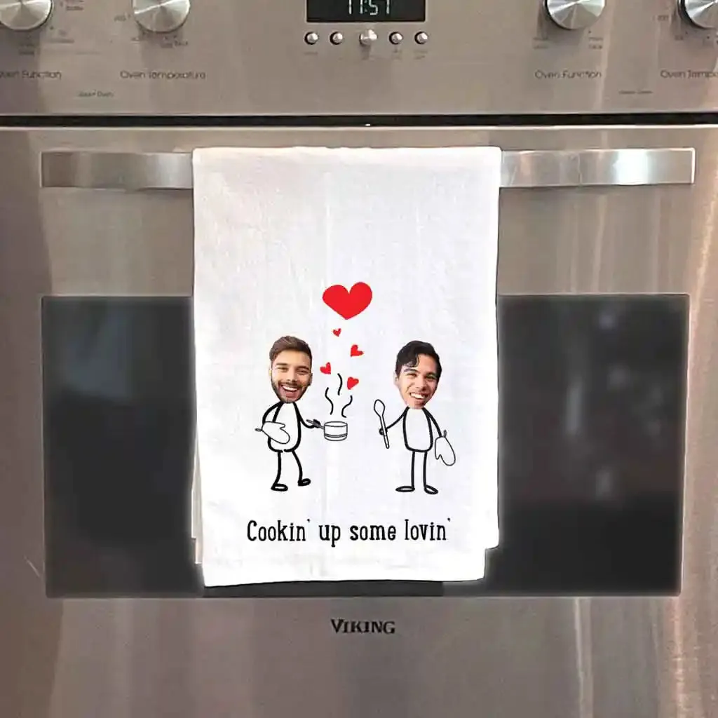 Personalized Valentine Kitchen Towel for the Cooking Couple