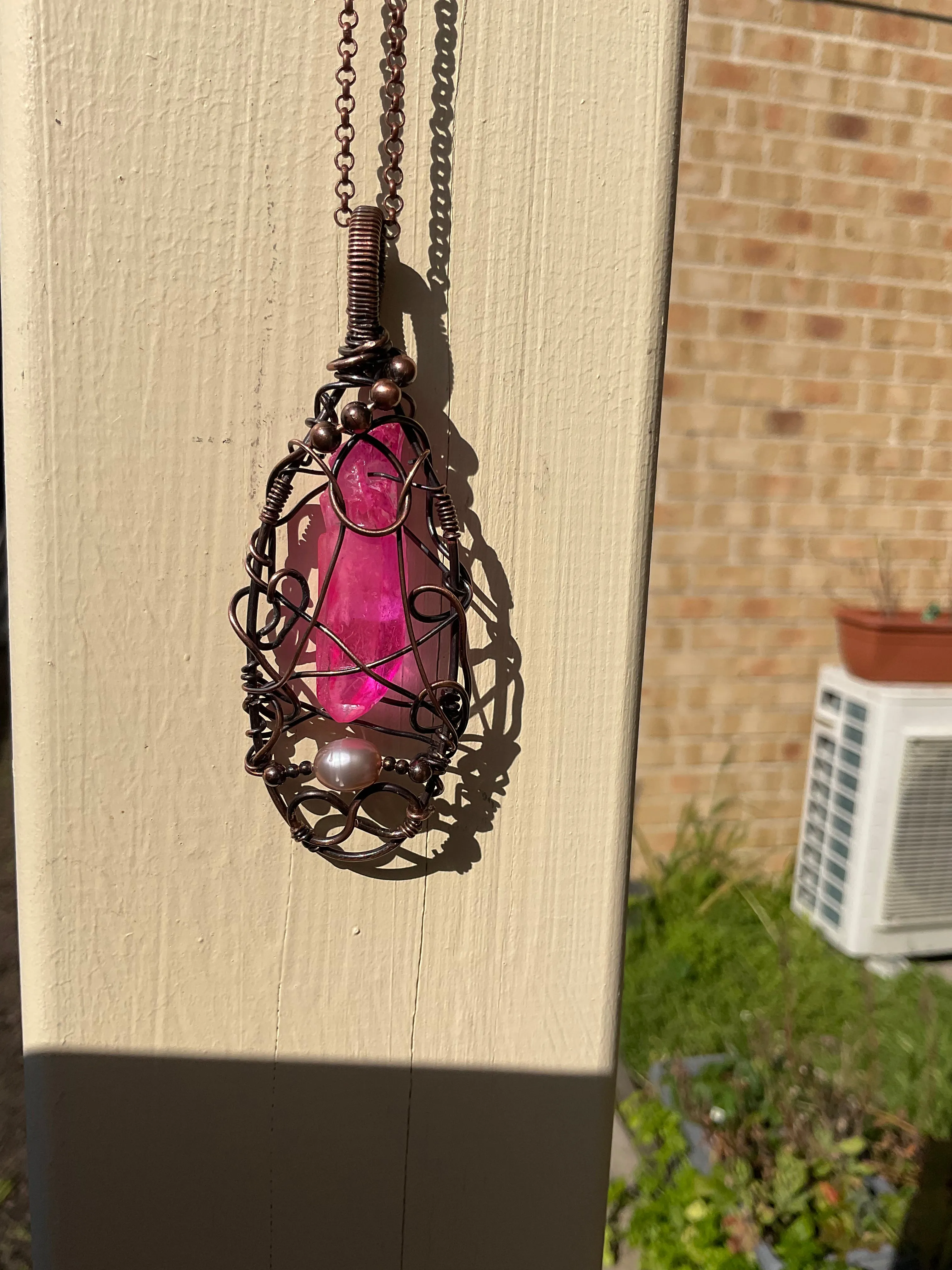 Pink Aura Quartz Pendant