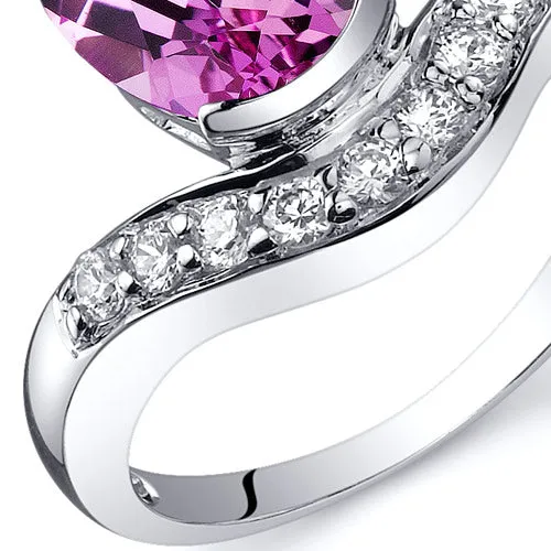 Pink Sapphire Oval Cut Sterling Silver Ring Size 9