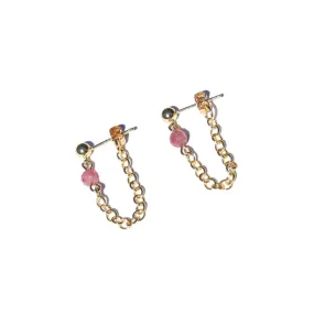 Pink Tourmaline Chain Earrings