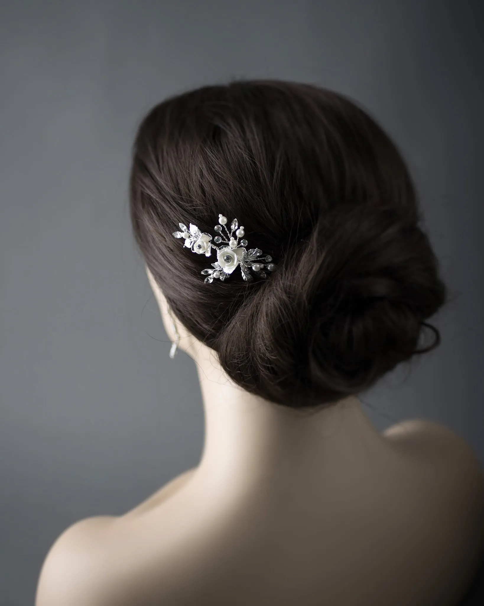 Porcelain Flower Wedding Hair Pin