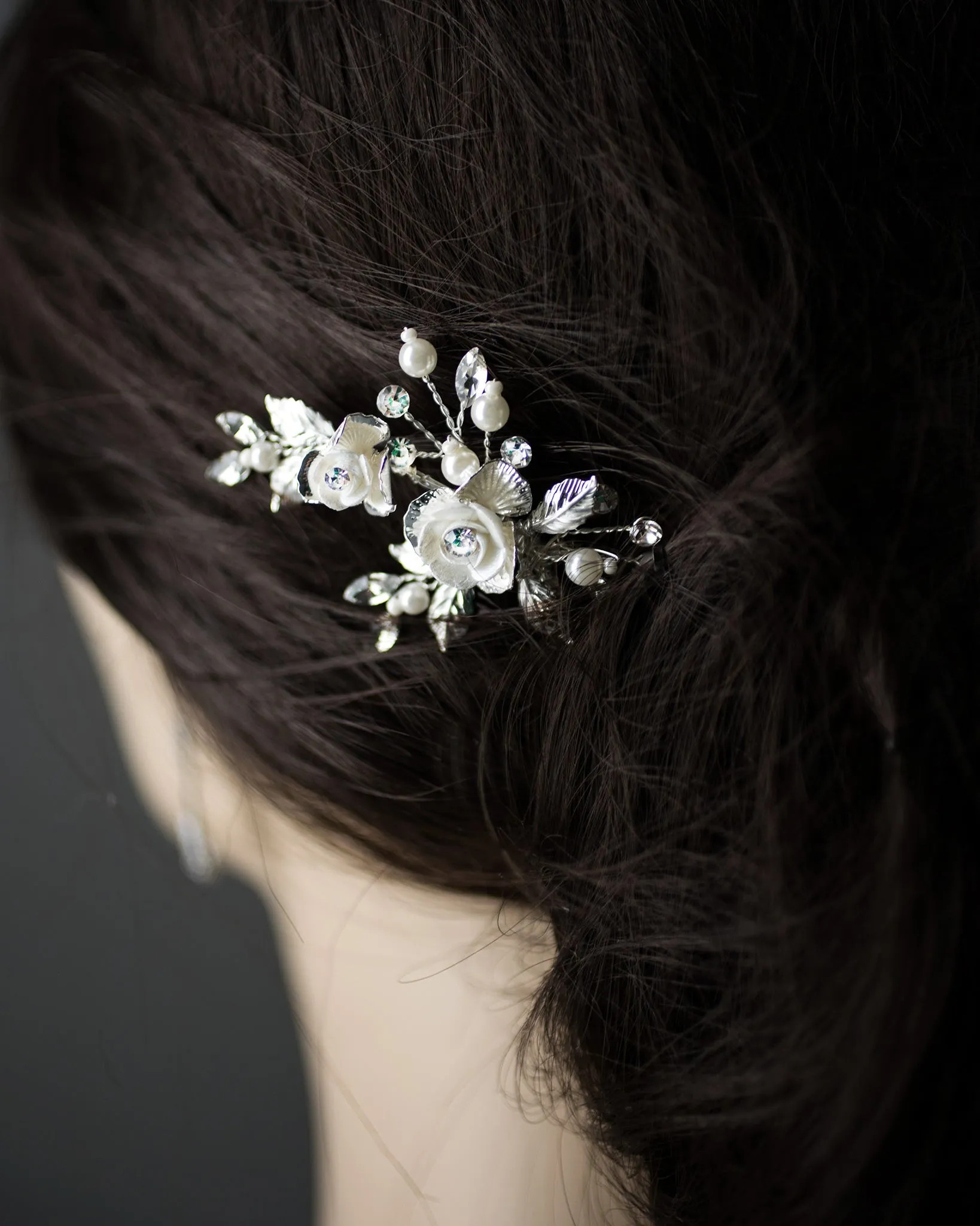 Porcelain Flower Wedding Hair Pin