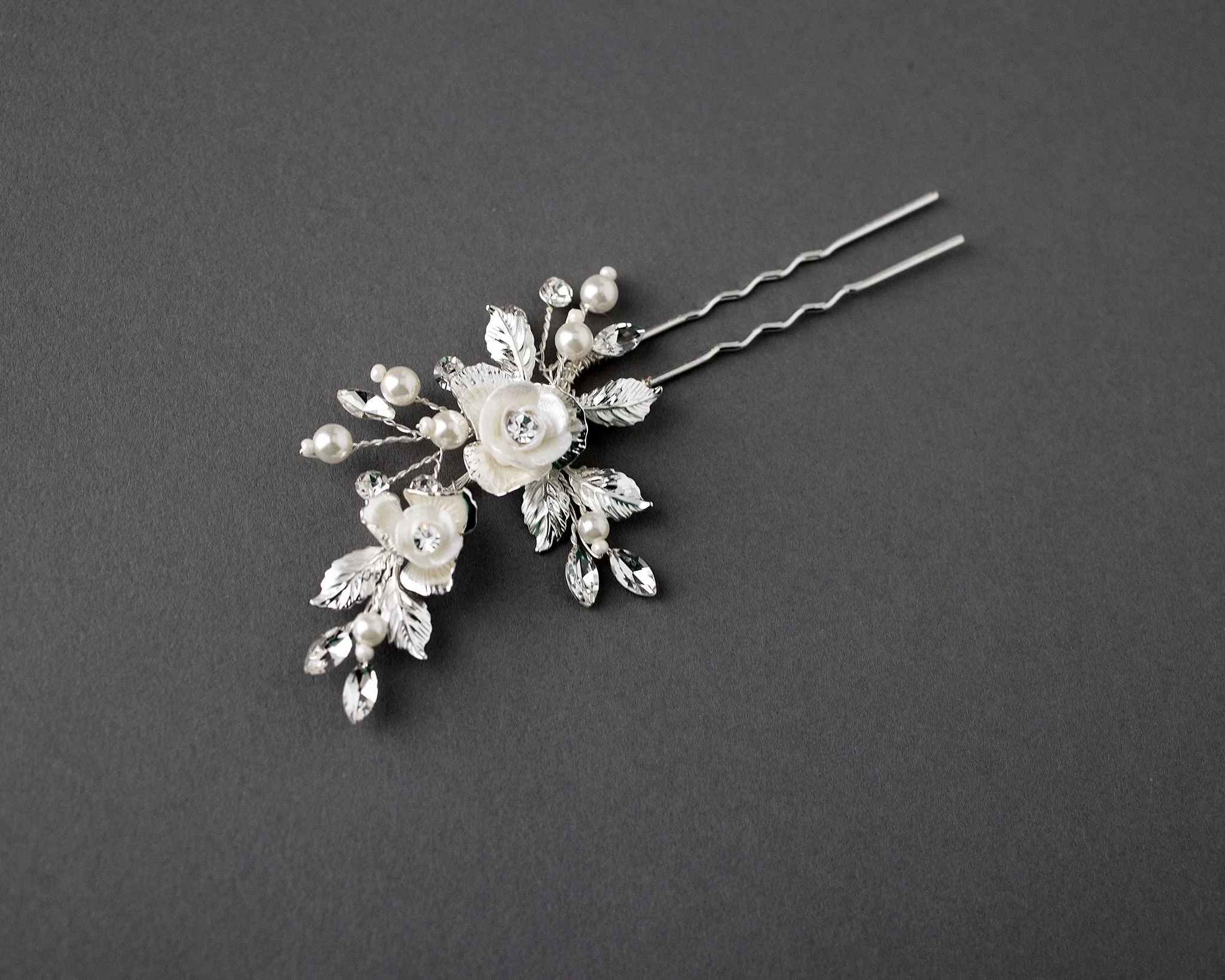 Porcelain Flower Wedding Hair Pin