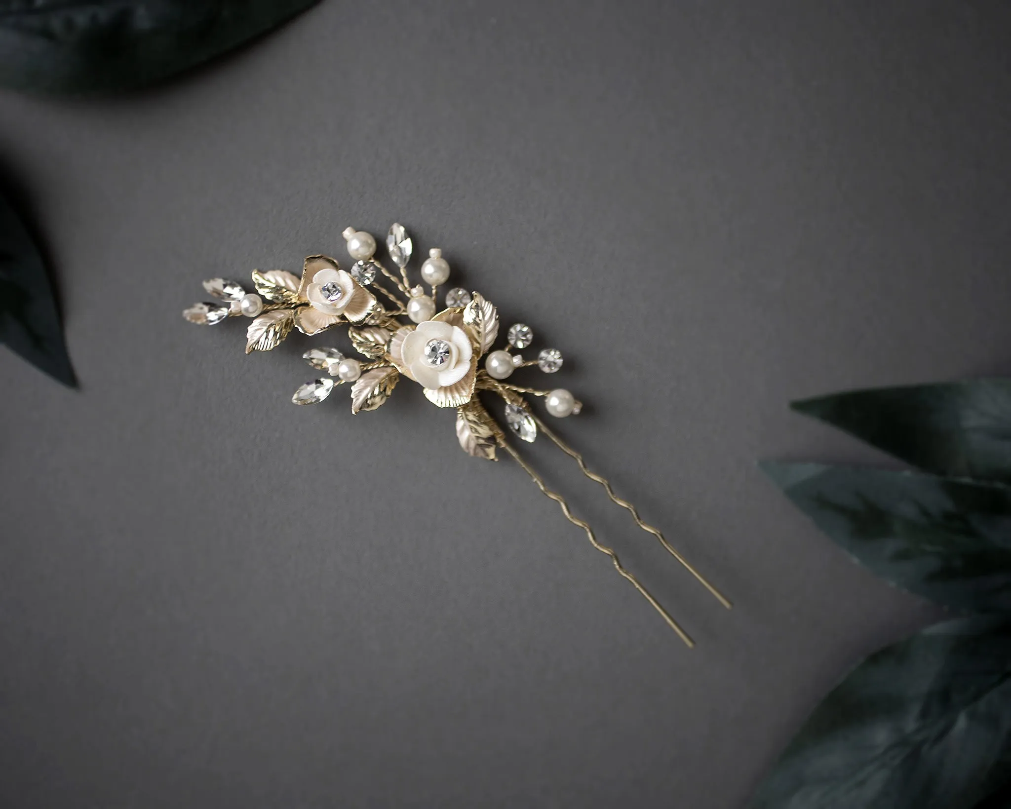 Porcelain Flower Wedding Hair Pin