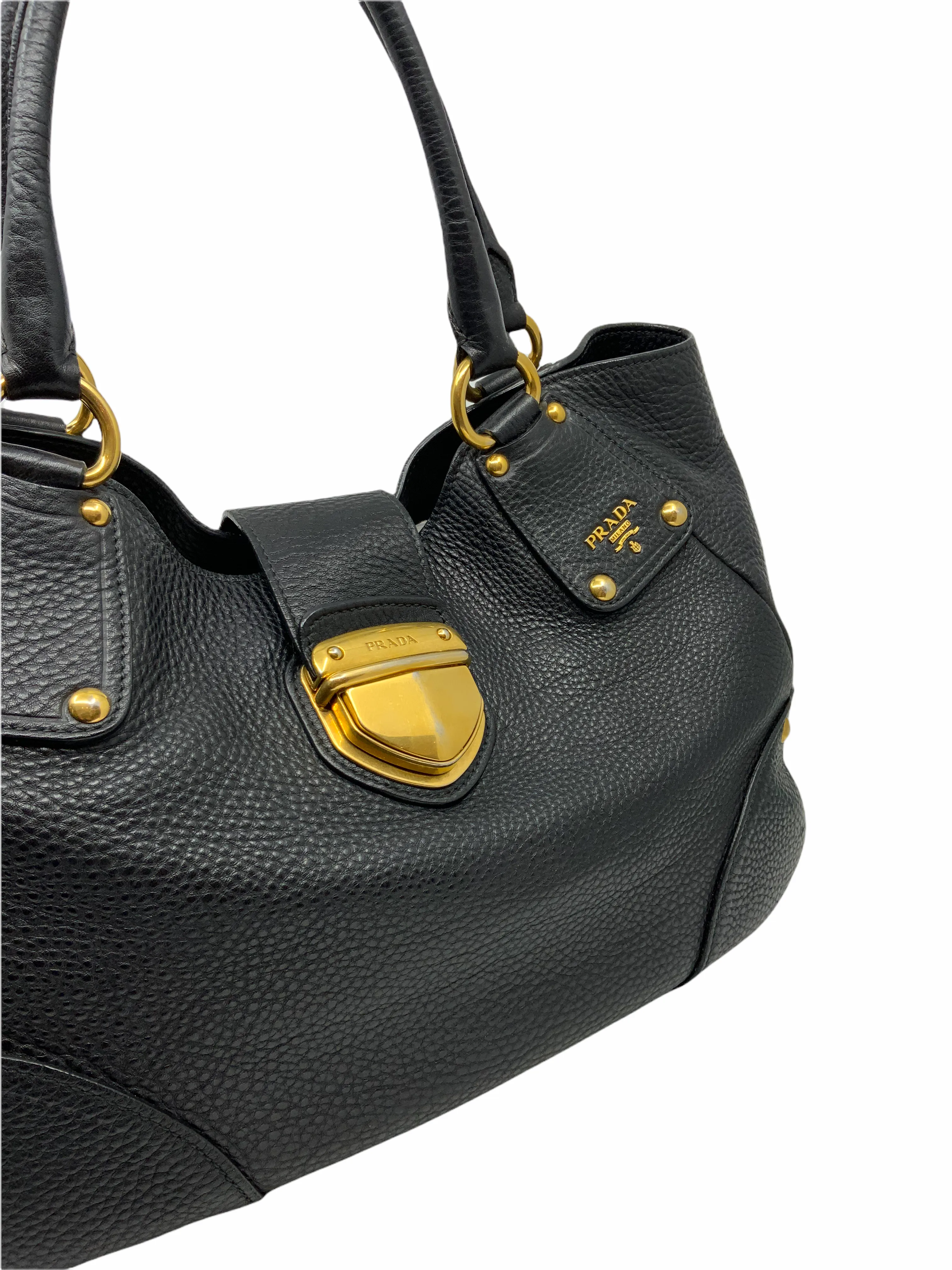 Prada Vitello Daino Top Handle Tote Bag