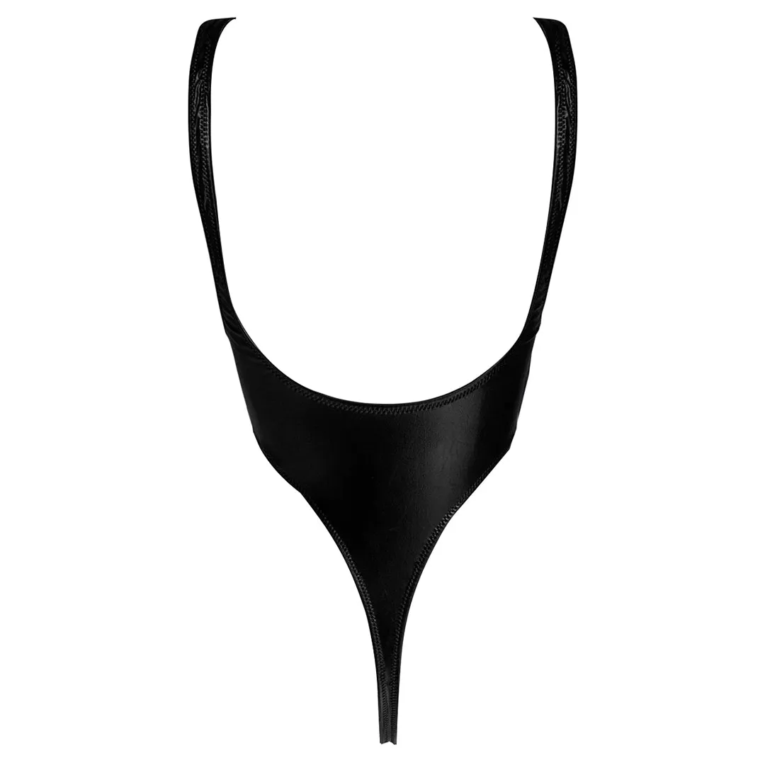 Pure Seduction PU-Kunstleder-Tanga-String-Einteiler-Badeanzug-Monokini