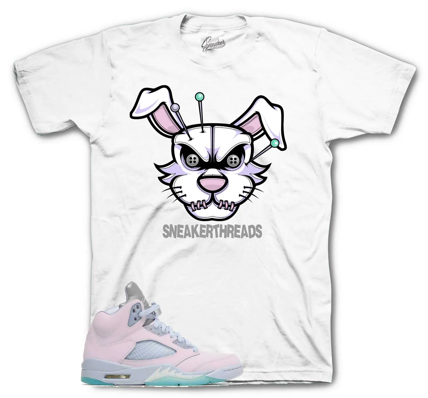 Retro 5 Regal Pink Easter Shirt - ST Hare - White