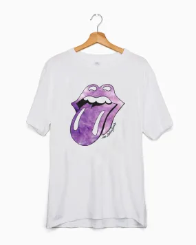 Rolling Stones Purple Tie Dye Lick White Tee