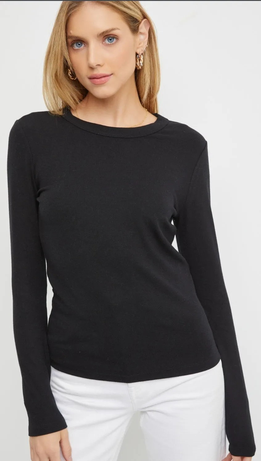 Round Neck Long Sleeve Knit Top