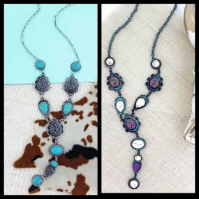 San Pedro Druzy turquoise necklace   Long