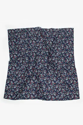 Sateen Floral Scarf Navy