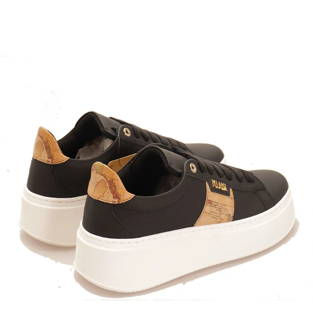 Scarpe Donna 1A Classe Alviero Martini Sneakers linea Geo Joy in Tessuto Gommato Nero 0731