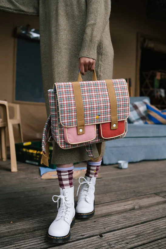 School Bag - Adventure - Tartan Map Green