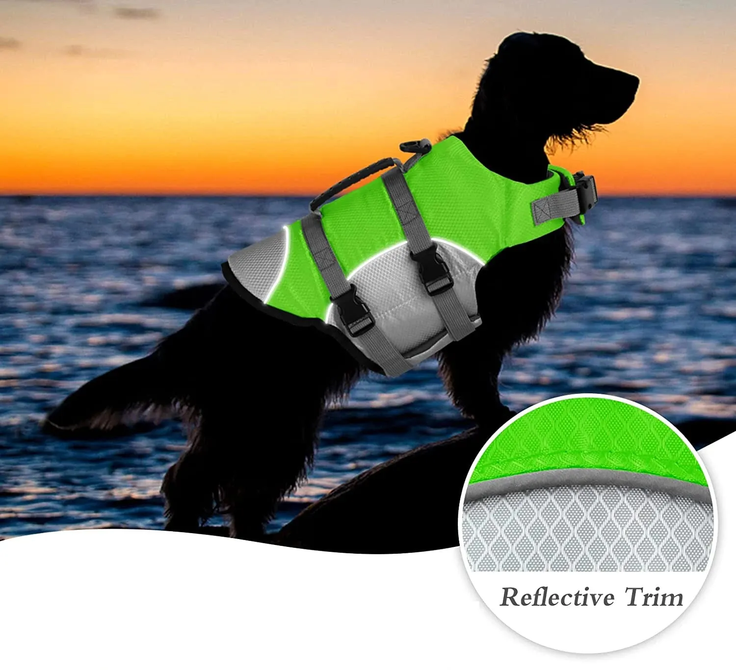 Shine Bright, Swim Safe: High-Visibility Dog Life Jacket with Rescue Handle