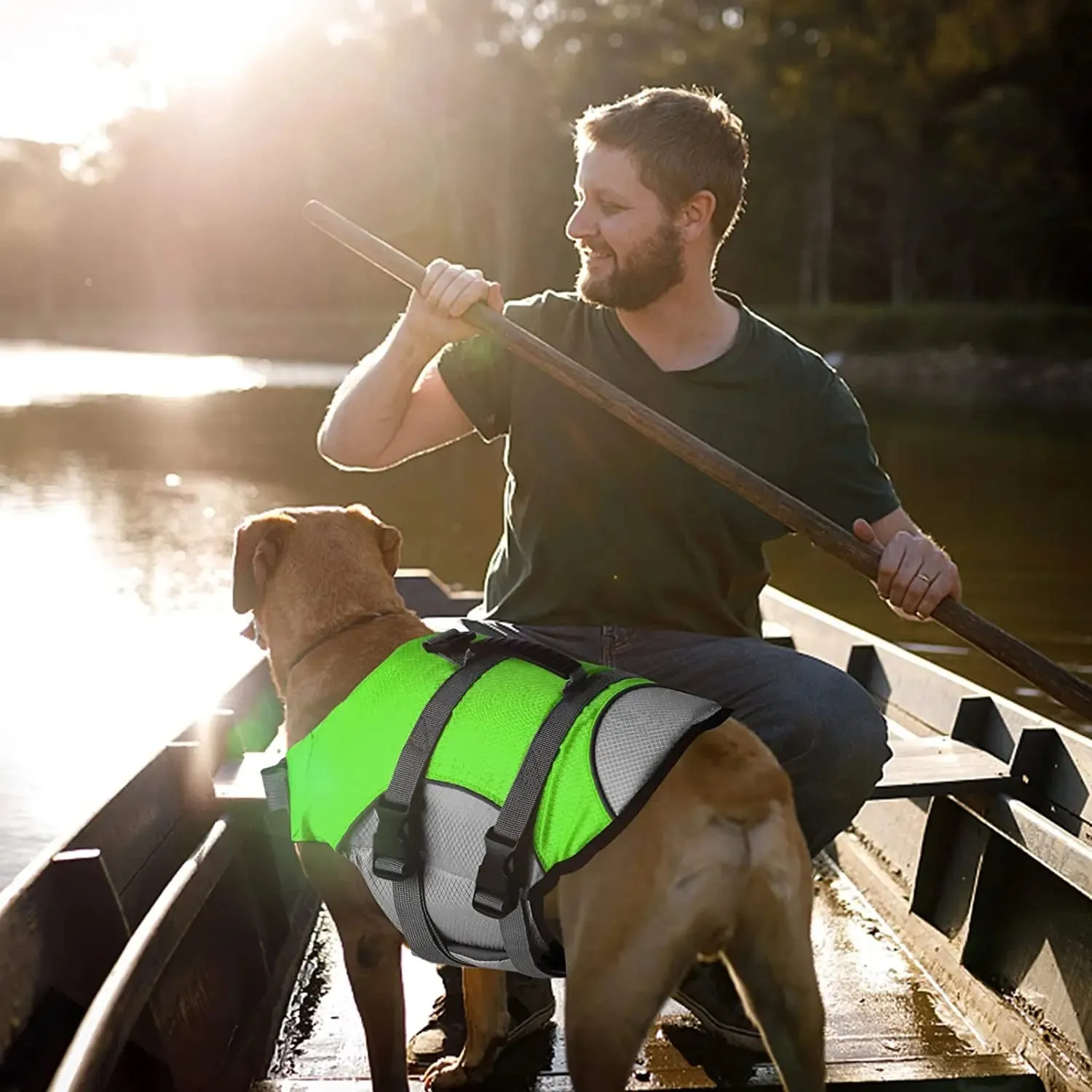 Shine Bright, Swim Safe: High-Visibility Dog Life Jacket with Rescue Handle