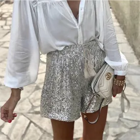 Silver Sequined Shorts