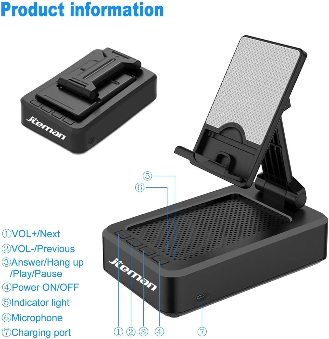 Spring Cell Phone Stand with Wireless Bluetooth Speaker and Anti-Slip Base HD Surround Sound