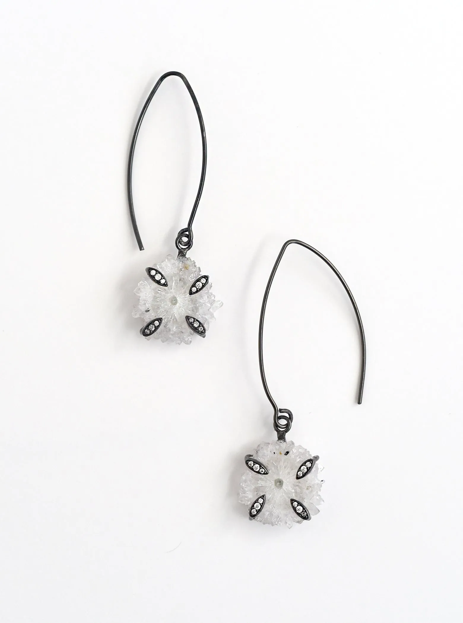 Stalactite Flower Long Hook Earrings