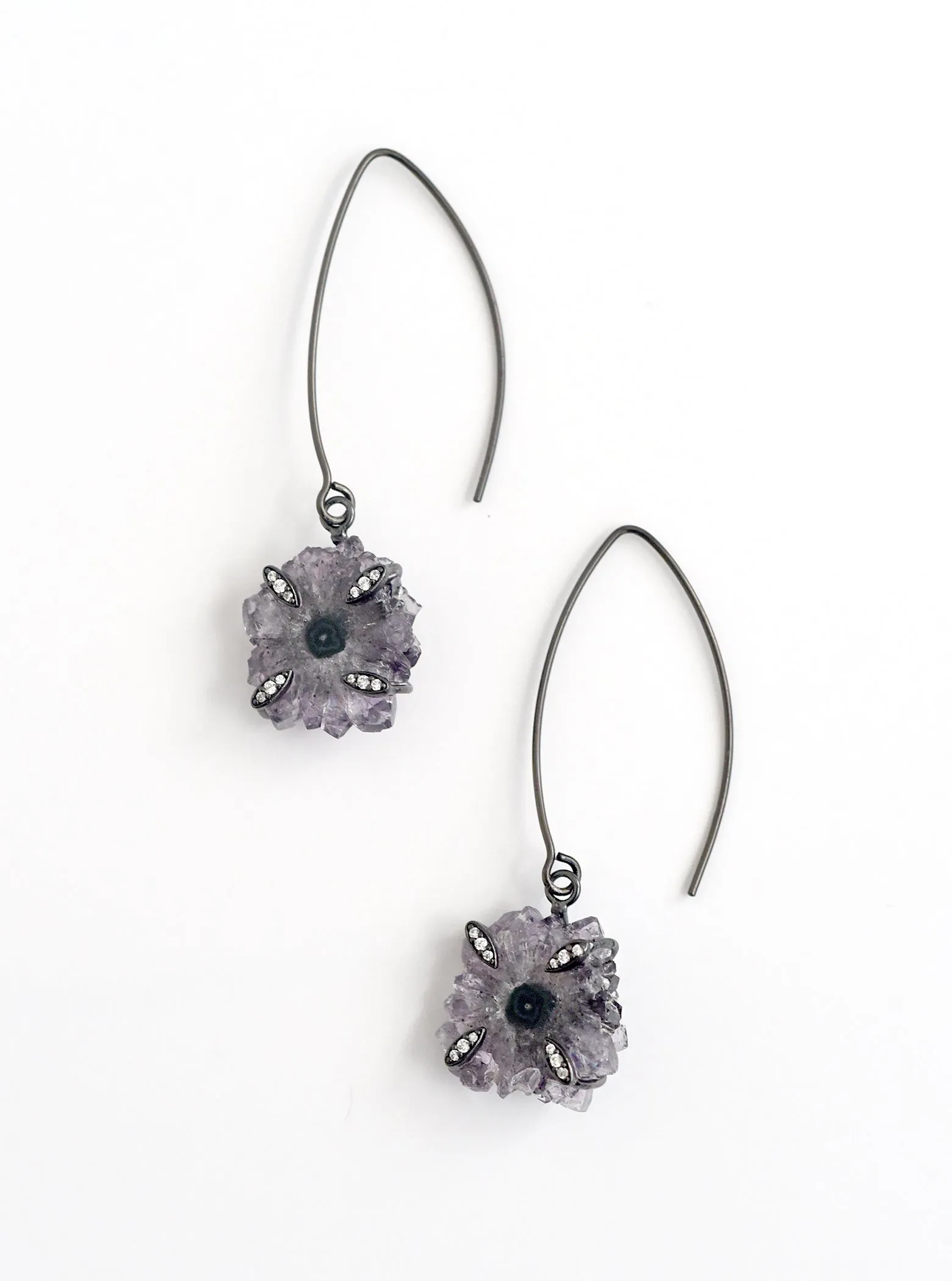 Stalactite Flower Long Hook Earrings