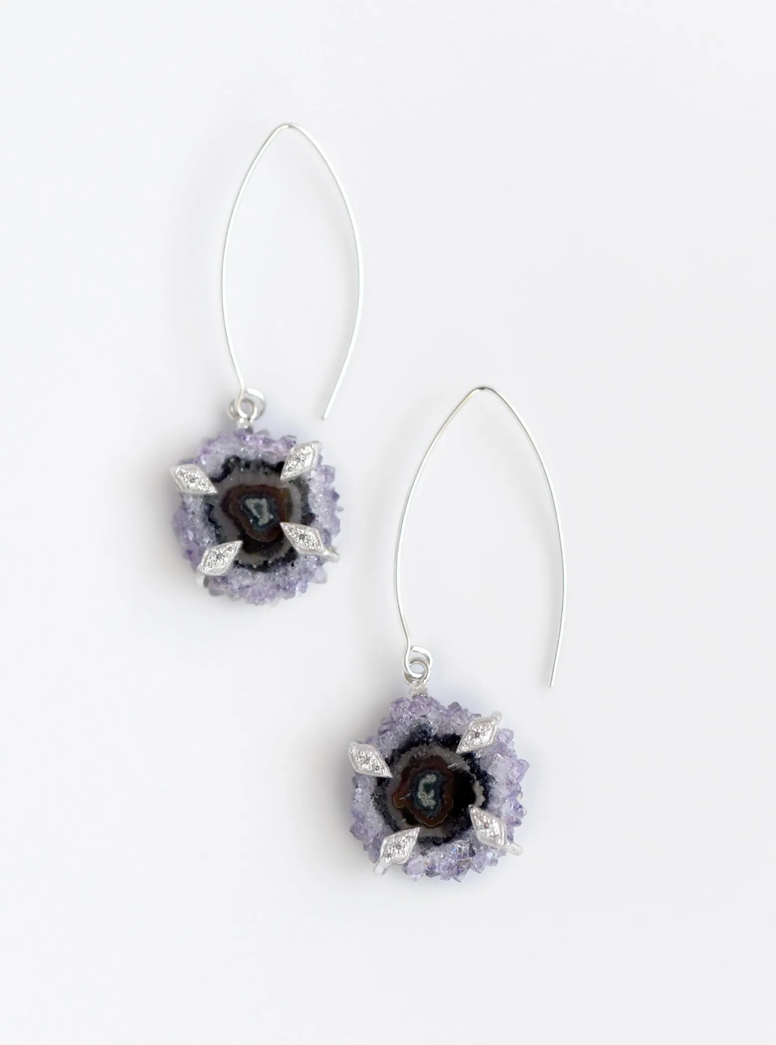 Stalactite Flower Long Hook Earrings