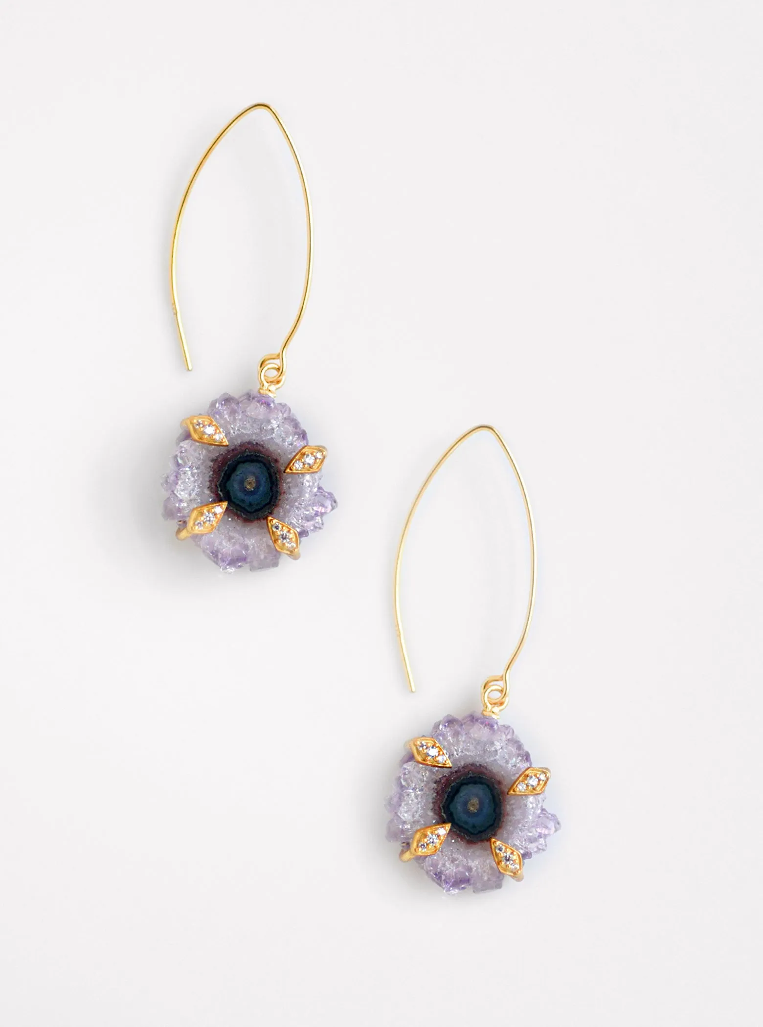 Stalactite Flower Long Hook Earrings