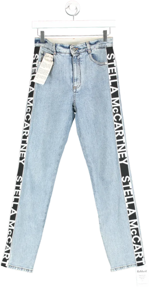 Stella McCartney Blue Logo-stripe Skinny Mid-rise Jeans W26