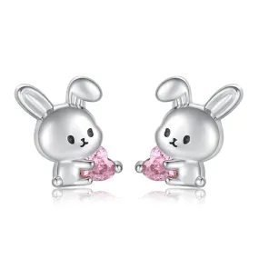 Sterling Silver Animal Stud Earrings Hypoallergenic  Bunny Earrings Cute Baby Animal Stud Earrings Jewelry Gifts for Women Teens Girls