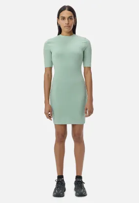 Stretch Sueded Cotton Mockneck Dress / Celadon