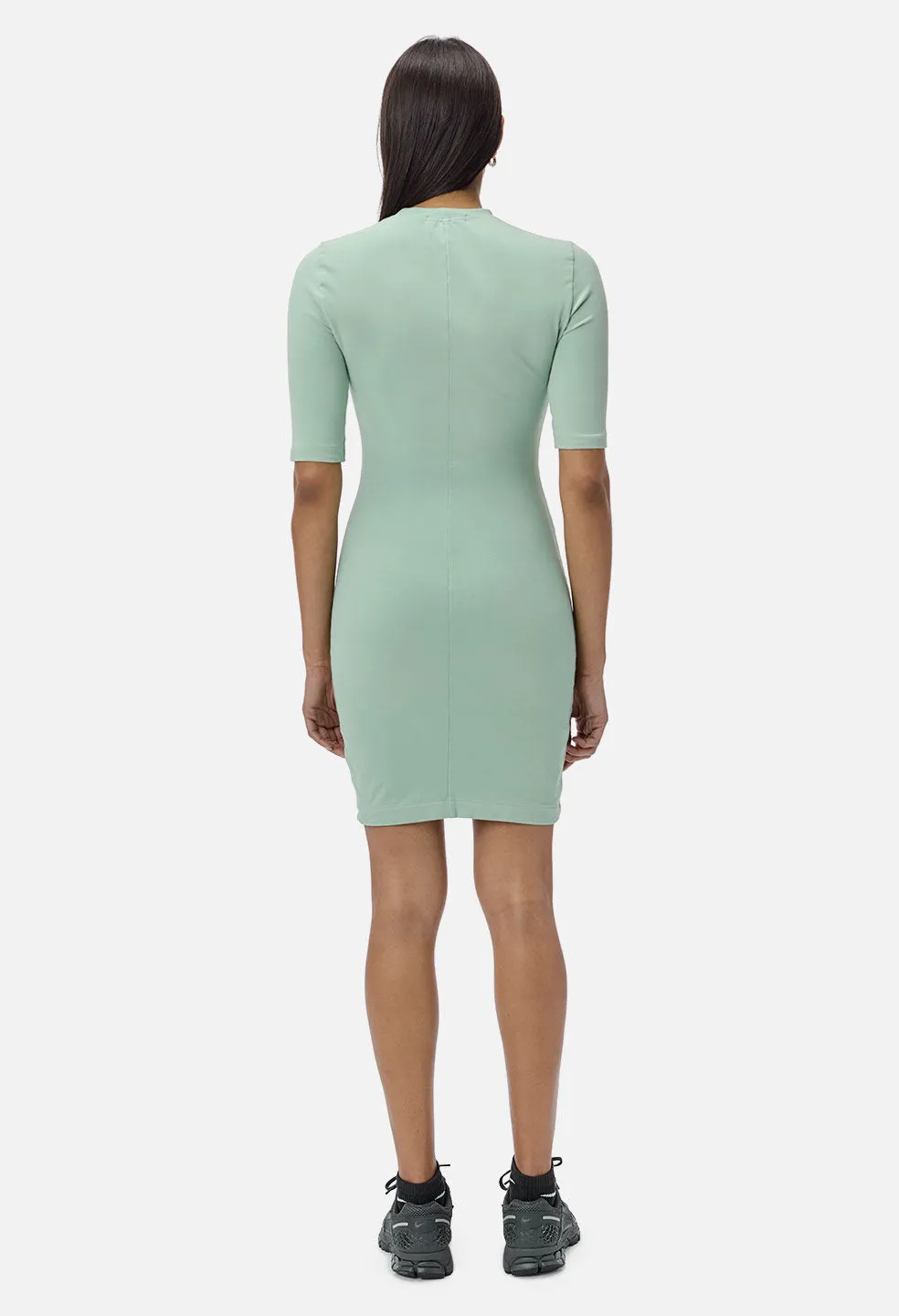 Stretch Sueded Cotton Mockneck Dress / Celadon