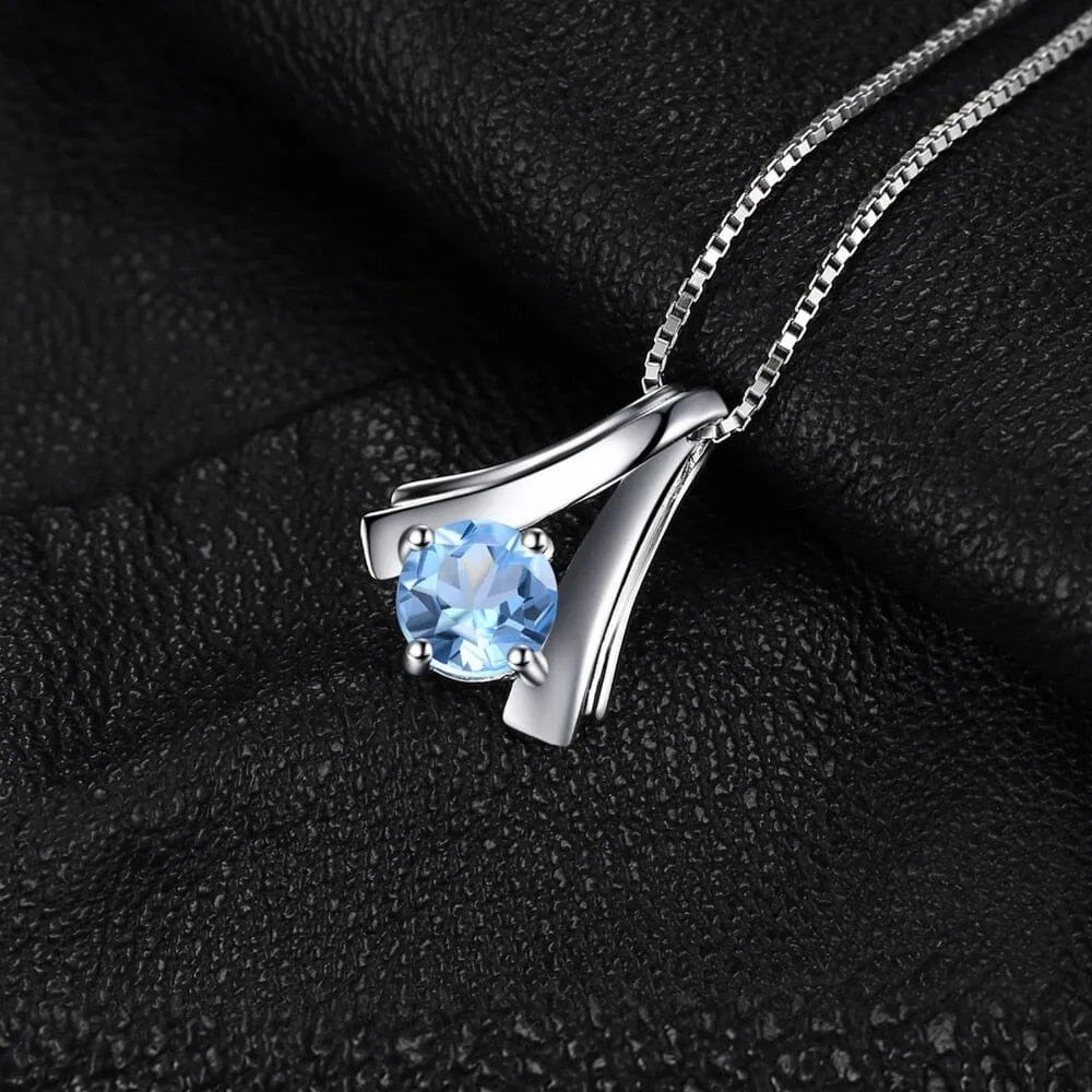 Stylish Natural Sky Blue Topaz Pendant - 925 Sterling Silver ( no Chain included )