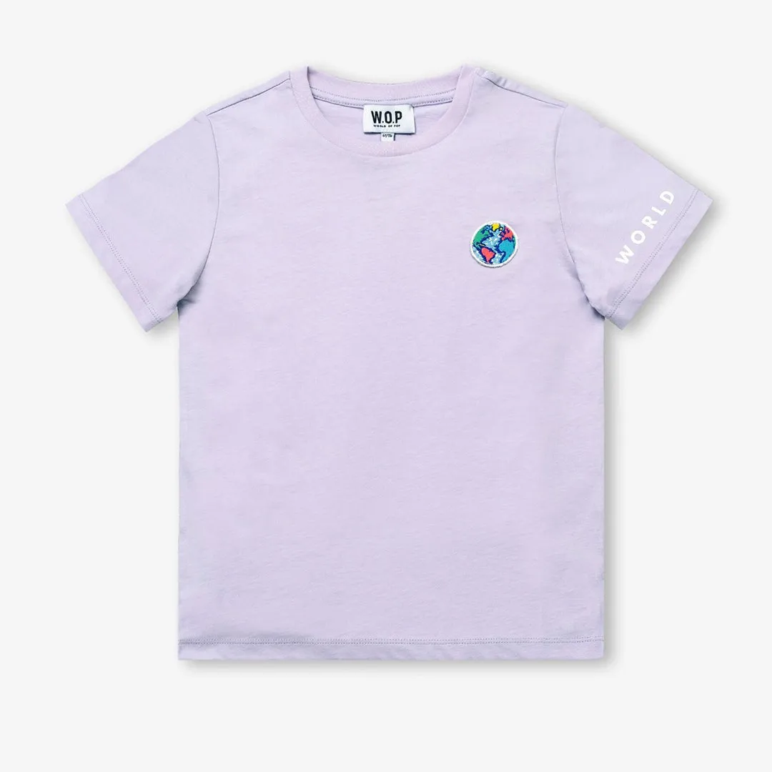 T-shirt badge "Planet" for children in organic cotton