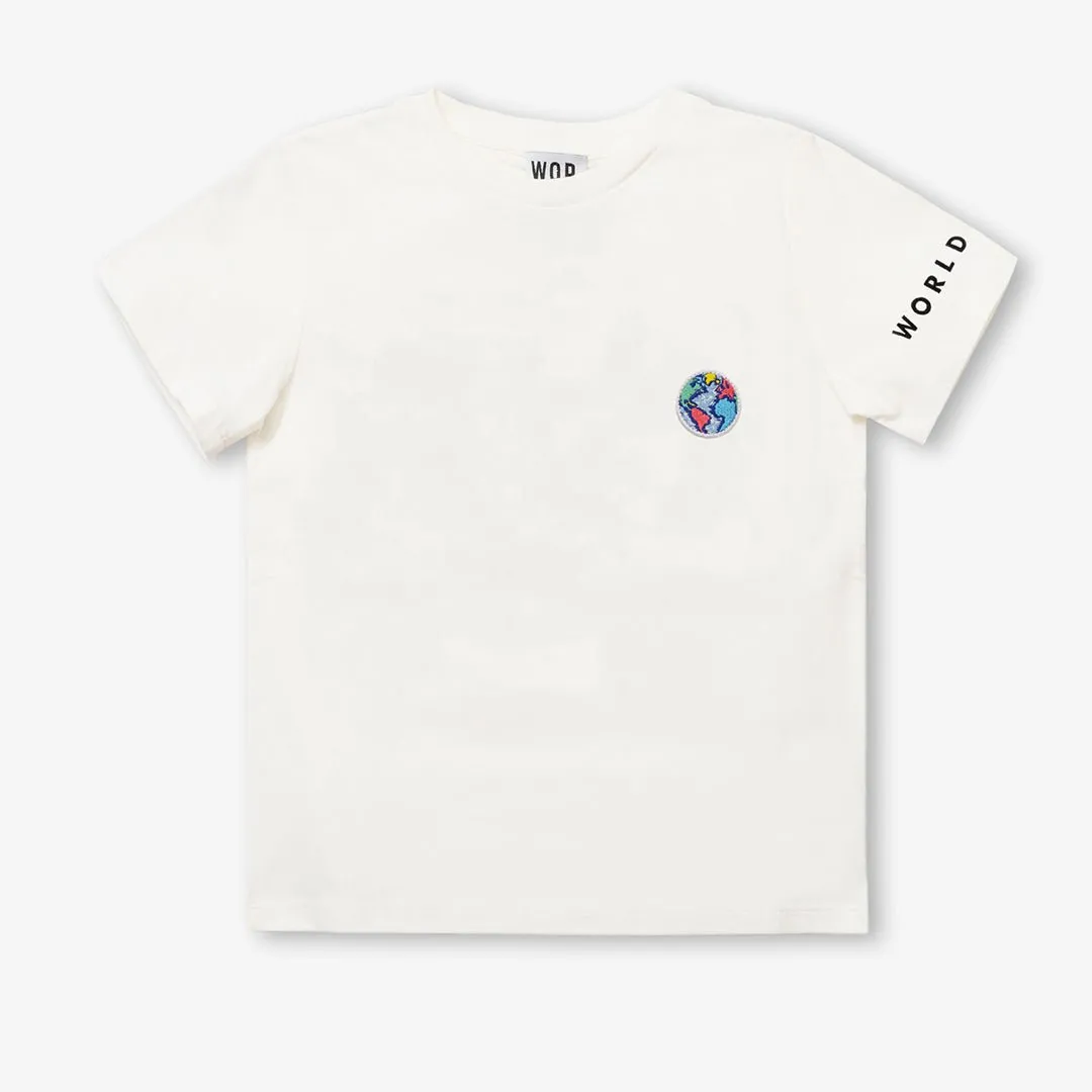 T-shirt badge "Planet" for children in organic cotton