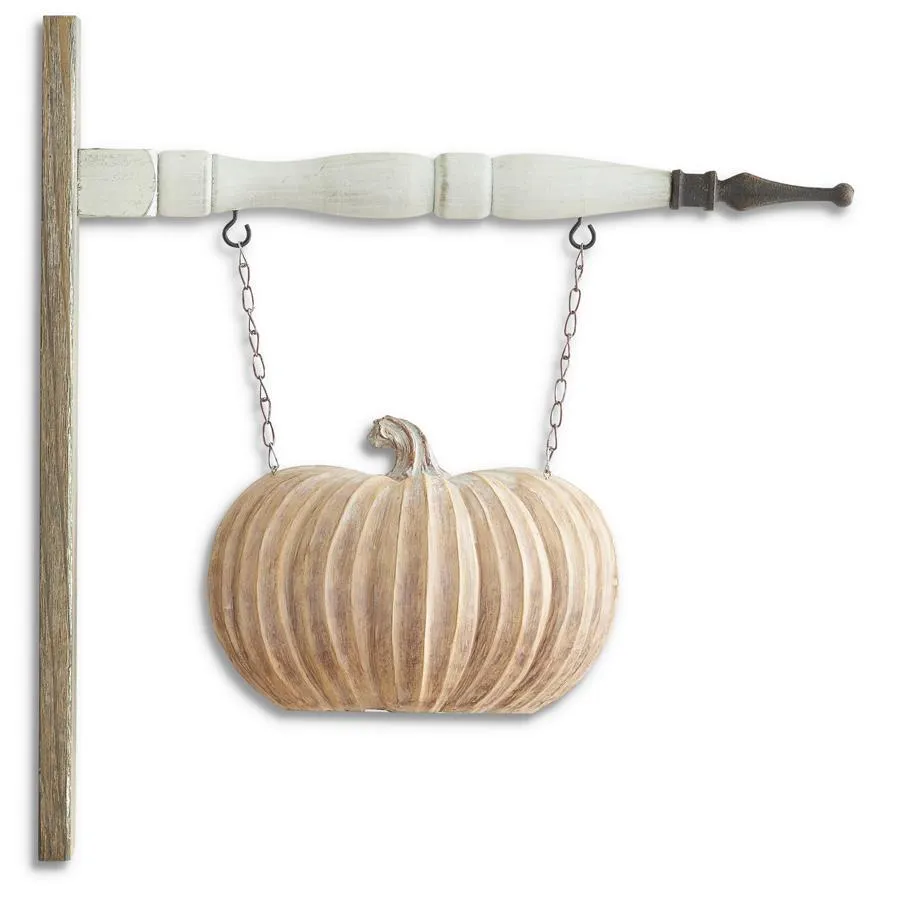 Tan Resin Short Ribbed Double Sided Pumpkin Arrow - 6.5 Inch