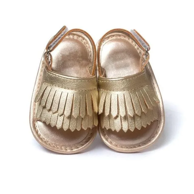 Trendy PU Baby Sandals with Fringes for Summer