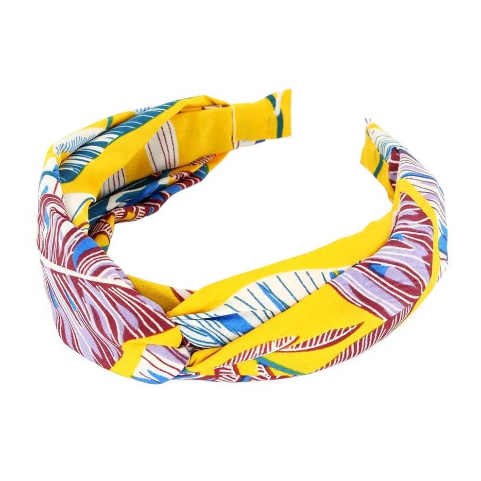 Tropical Leaf Patterned Twisted Headband