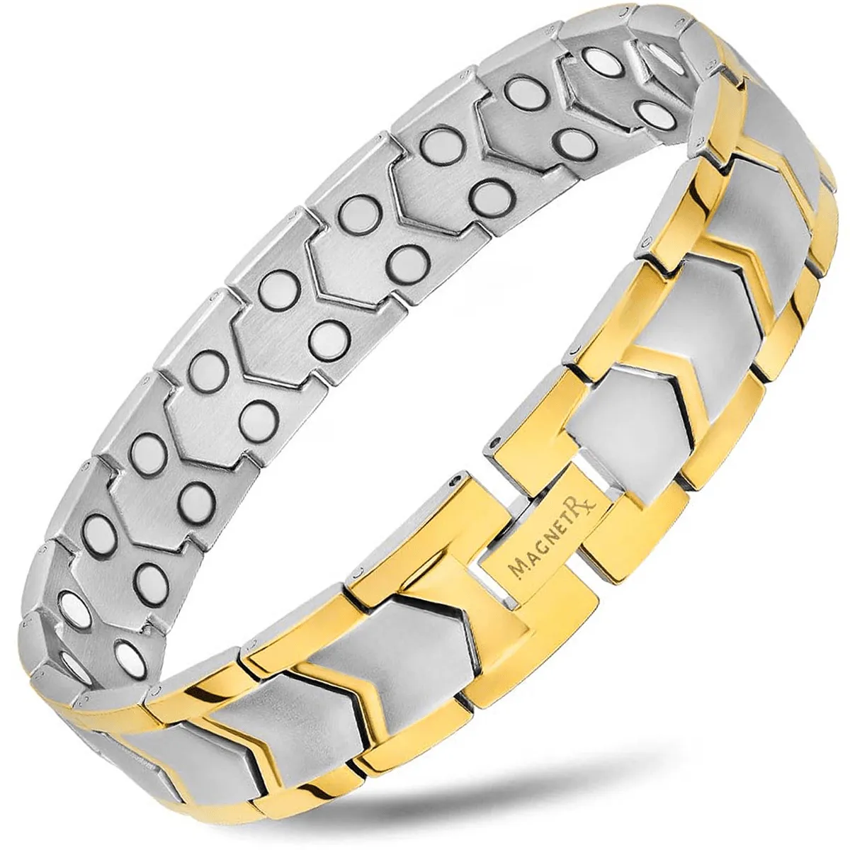 Ultra Strength Silver & Gold Arrow Chain Magnetic Therapy Bracelet