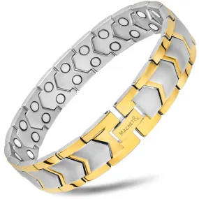 Ultra Strength Silver & Gold Arrow Chain Magnetic Therapy Bracelet