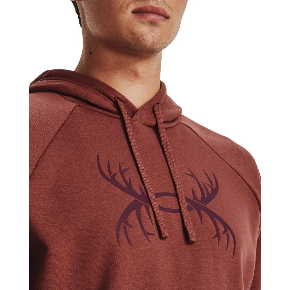 'Under Armour' Men's UA Rival Fleece Antler Hoodie - Cinna Red / Dark MaroonRIVAL ANTLER HOODIE - 1380258 688