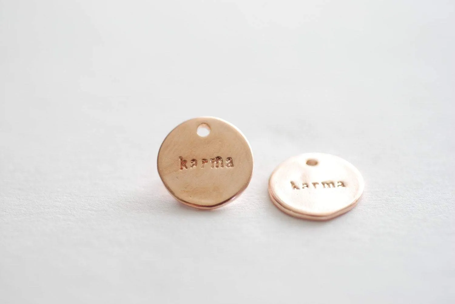 Vermeil Rose Wholesale Gold Karma Circle Disc Charm - 18 gold plated over sterling silver,karma stamped gold disc, Gold Karma Charm, Yoga Jewelry, 92