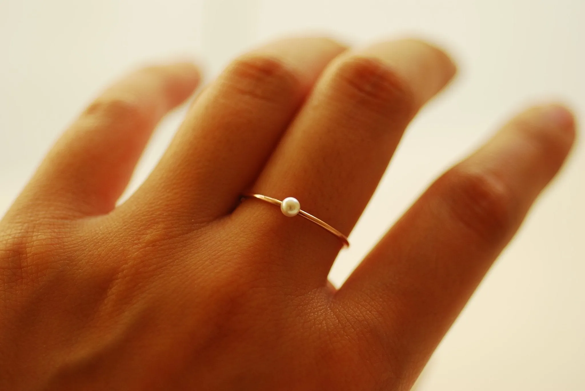 Wholesale Crystal Pearl Stacking Ring in 14k Gold Filled, 925 Sterling Silver and 14k Pink Rose Gold Filled - Freshwater Pearl Ring, Knuckle Ring [6]