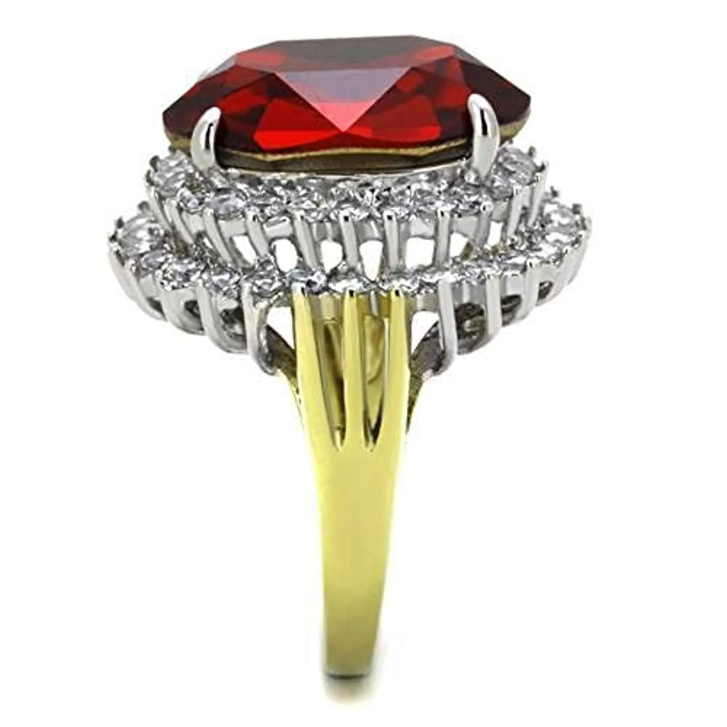 WildKlass Stainless Steel Ring Two-Tone IP Gold Women Top Grade Crystal Siam