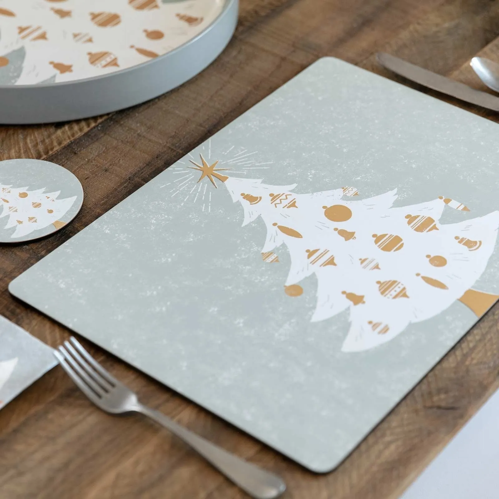 Winter White Tree Art Placemats - Set of 4